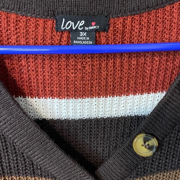 NWOT multi-color Color block long sleeved V_neck sweater with button front. - Picture 3 of 4